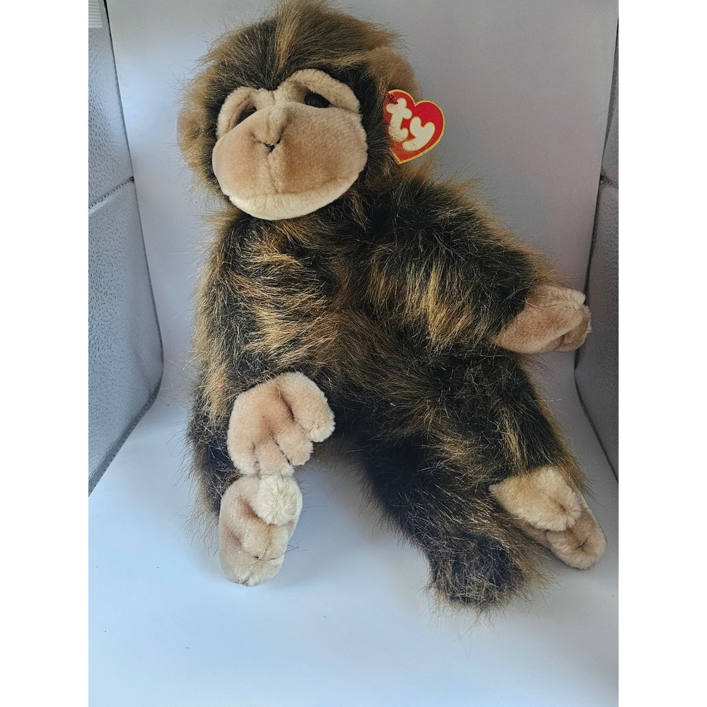 Ty Beanie Buddy Cha Cha the Chimpanzee Brown Shaggy Plush Monkey 1998 07005